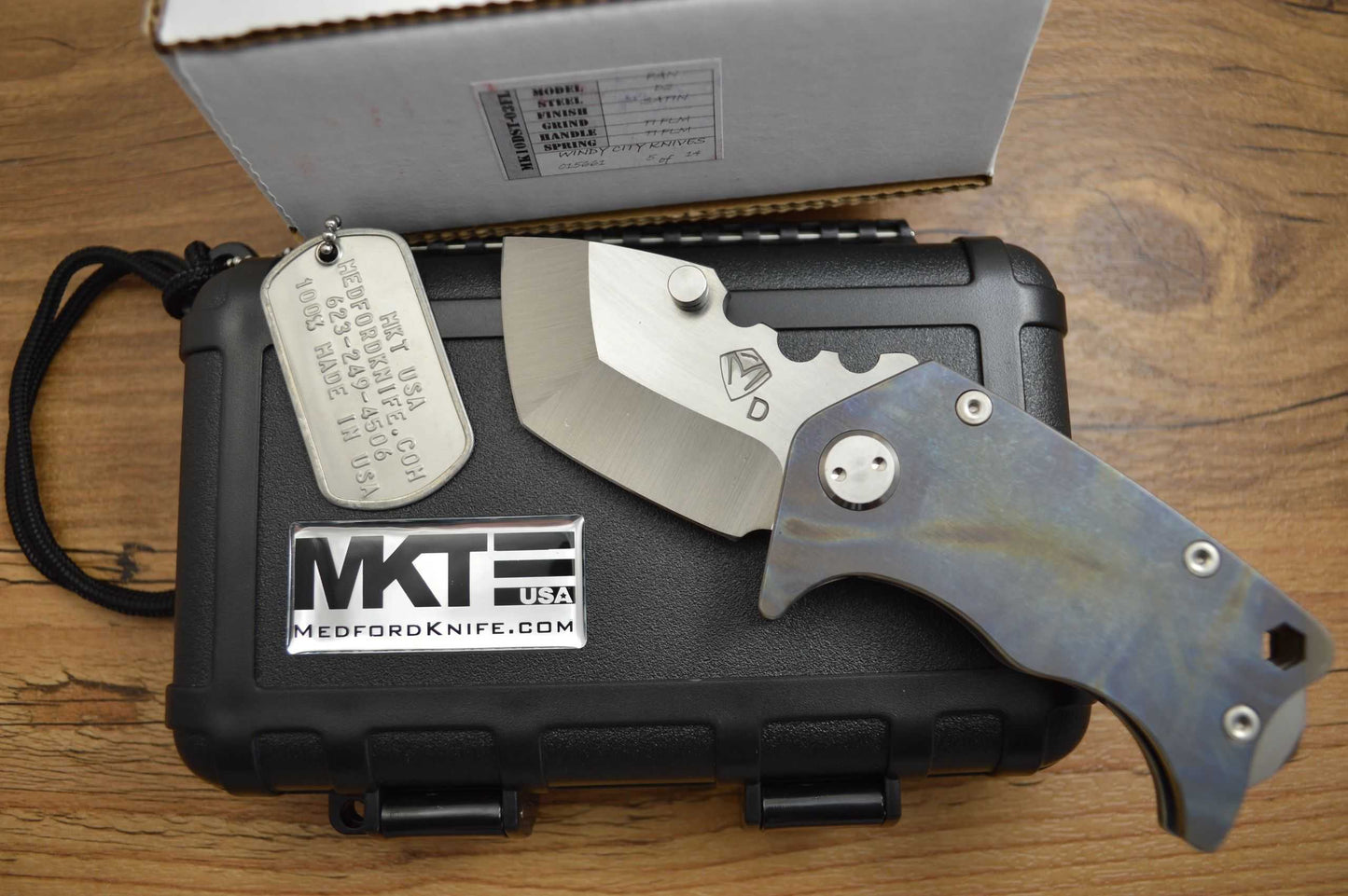 Medford Knife and Tool PANZER, Flamed Titanium Handle, Satin D2 (SOLD)