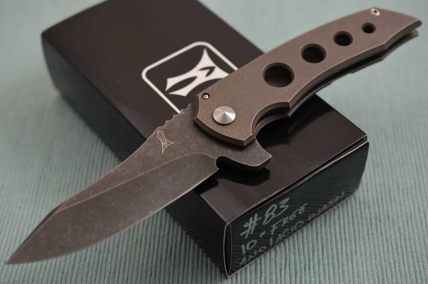 Jeremy Marsh MAC Roxstar, 10" Free Acid Etched Blade, Anodized #83 (SOLD)
