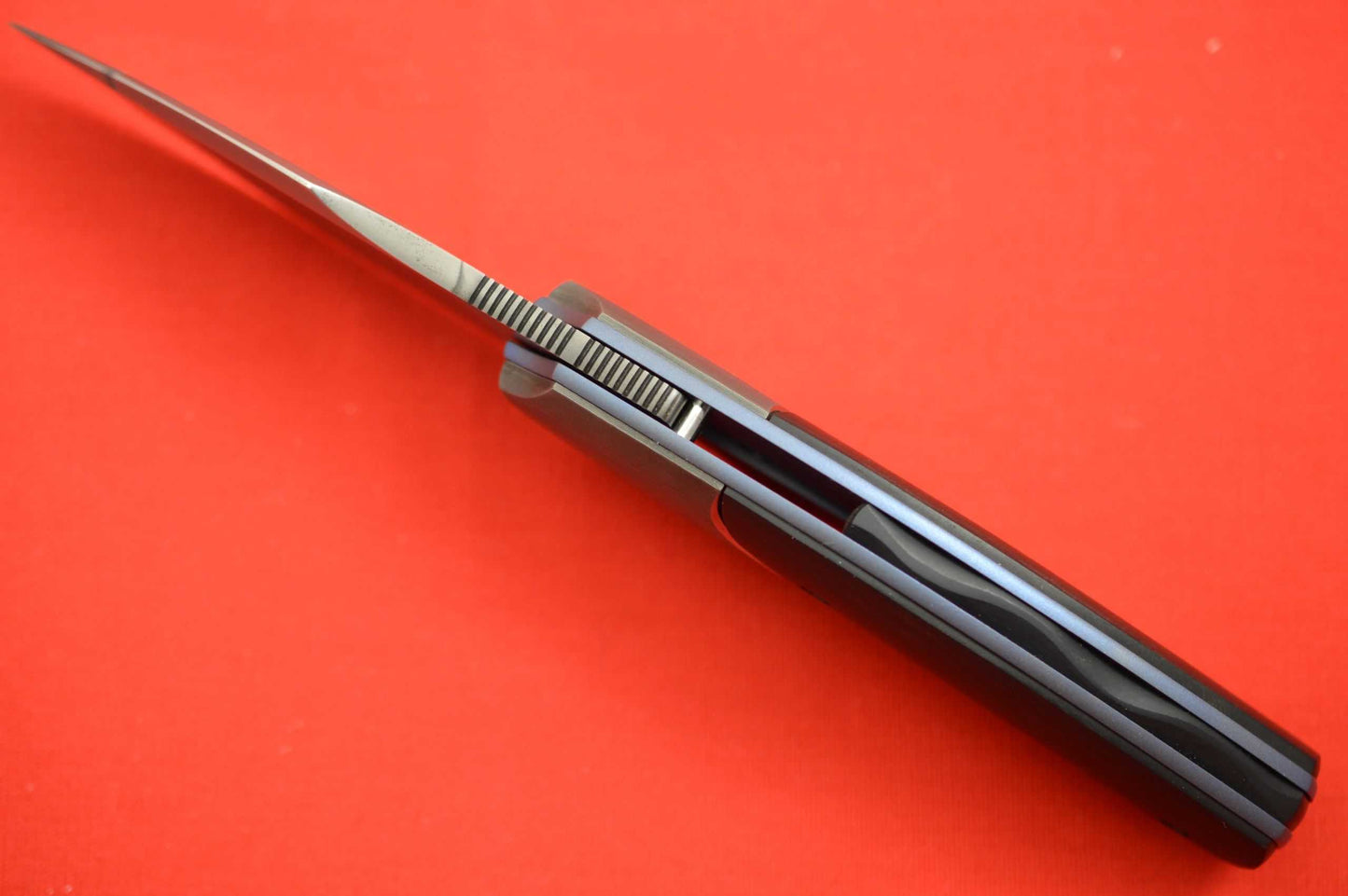 David Lespect Liner-Lock Folder, Ebony Scales, Damascus, 2019 Blade Show (SOLD)