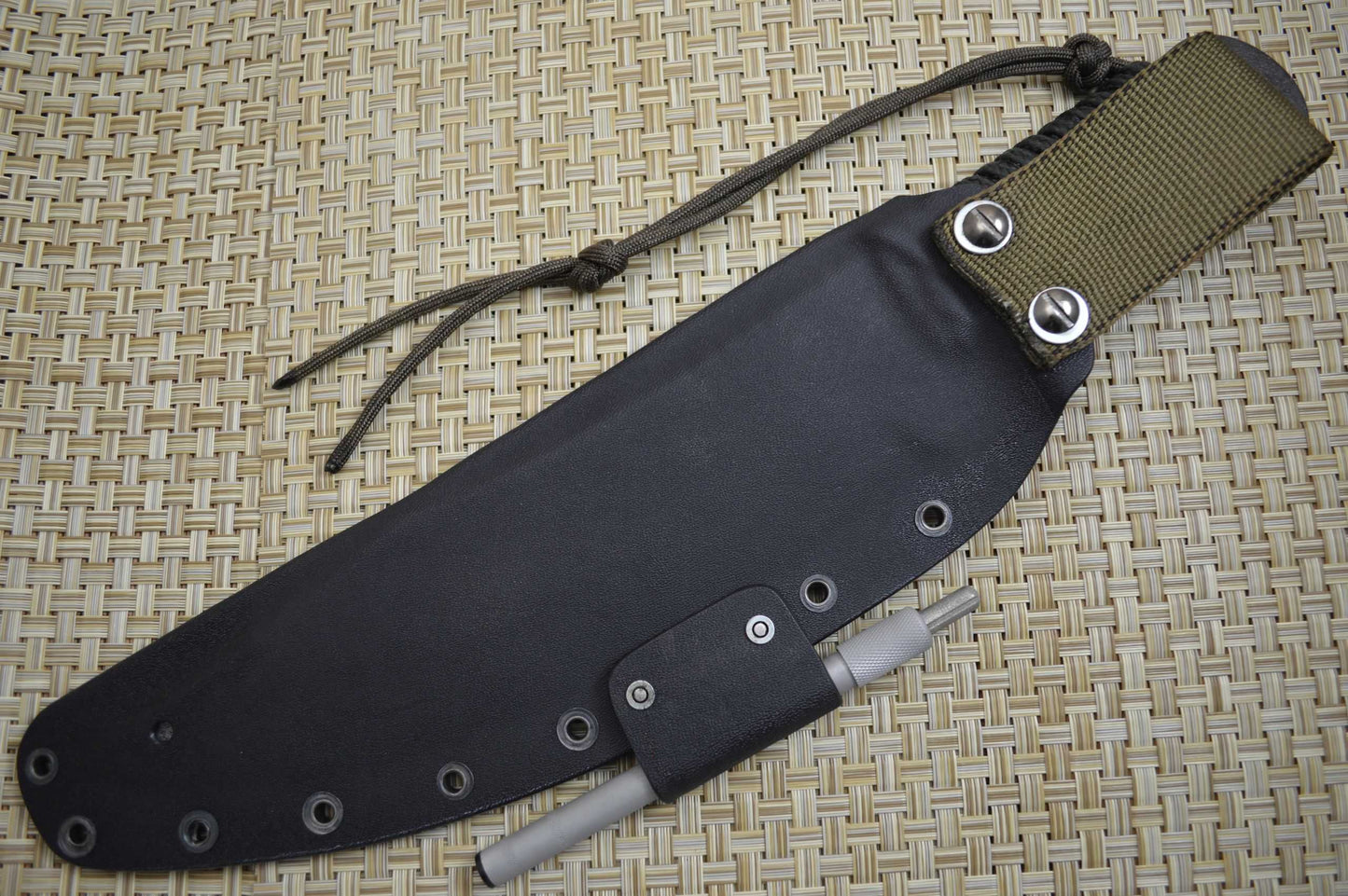 G.H.K. Large Brut De Forge Camp Knife, Scandi Grind, Kydex Sheath (SOLD)