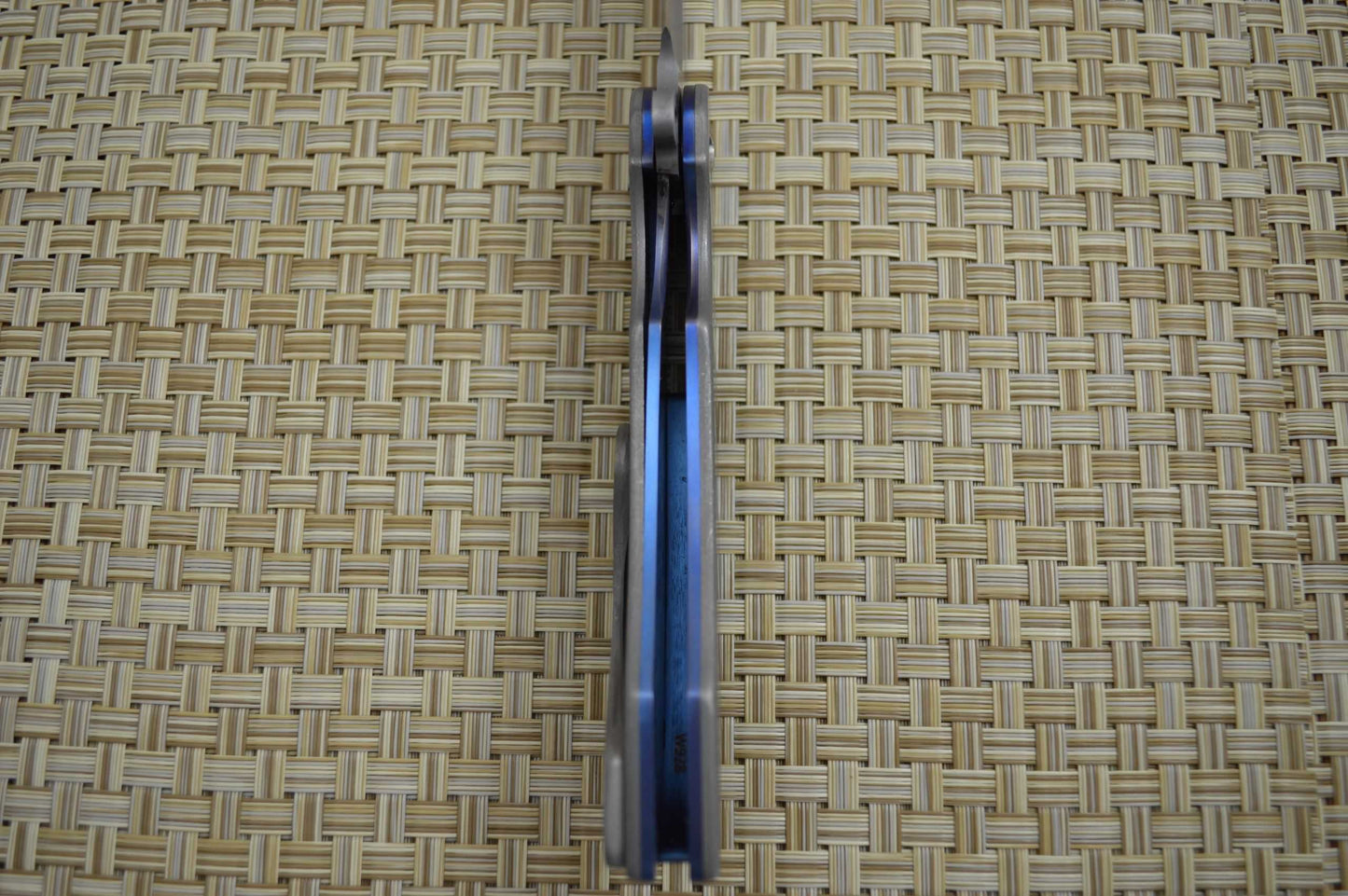 Olamic Cutlery Custom "Wayfarer Tanto" Liner-Lock Flipper, Full Titanium, Anodized Blue Liners (SOLD)