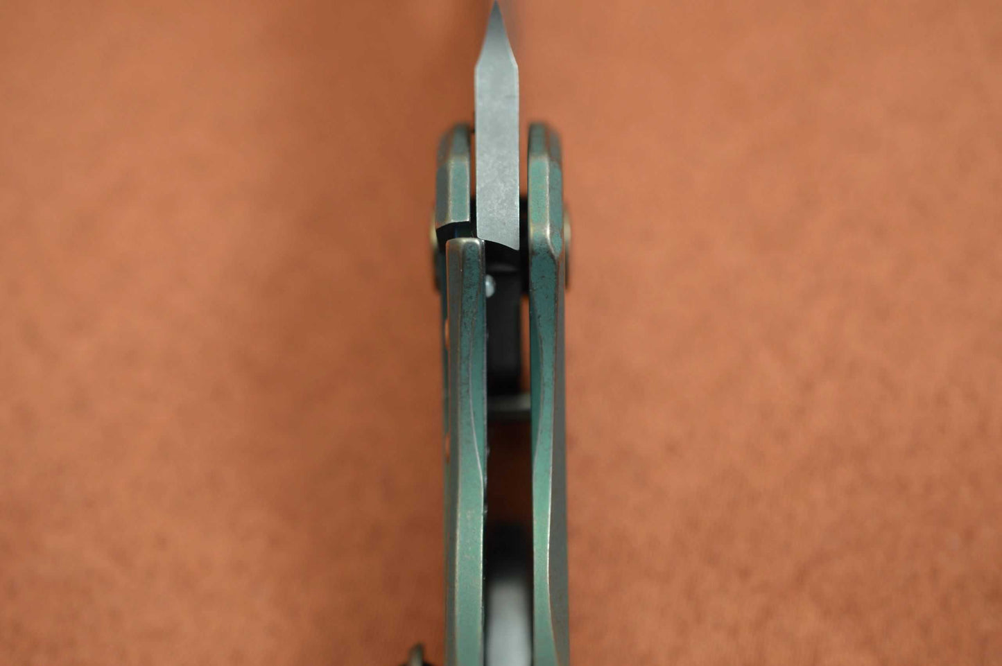 Olamic Cutlery BUSKER, Largo M390 Stonewashed Blade, Kinetic Rainforest Titanium Frame (SOLD)