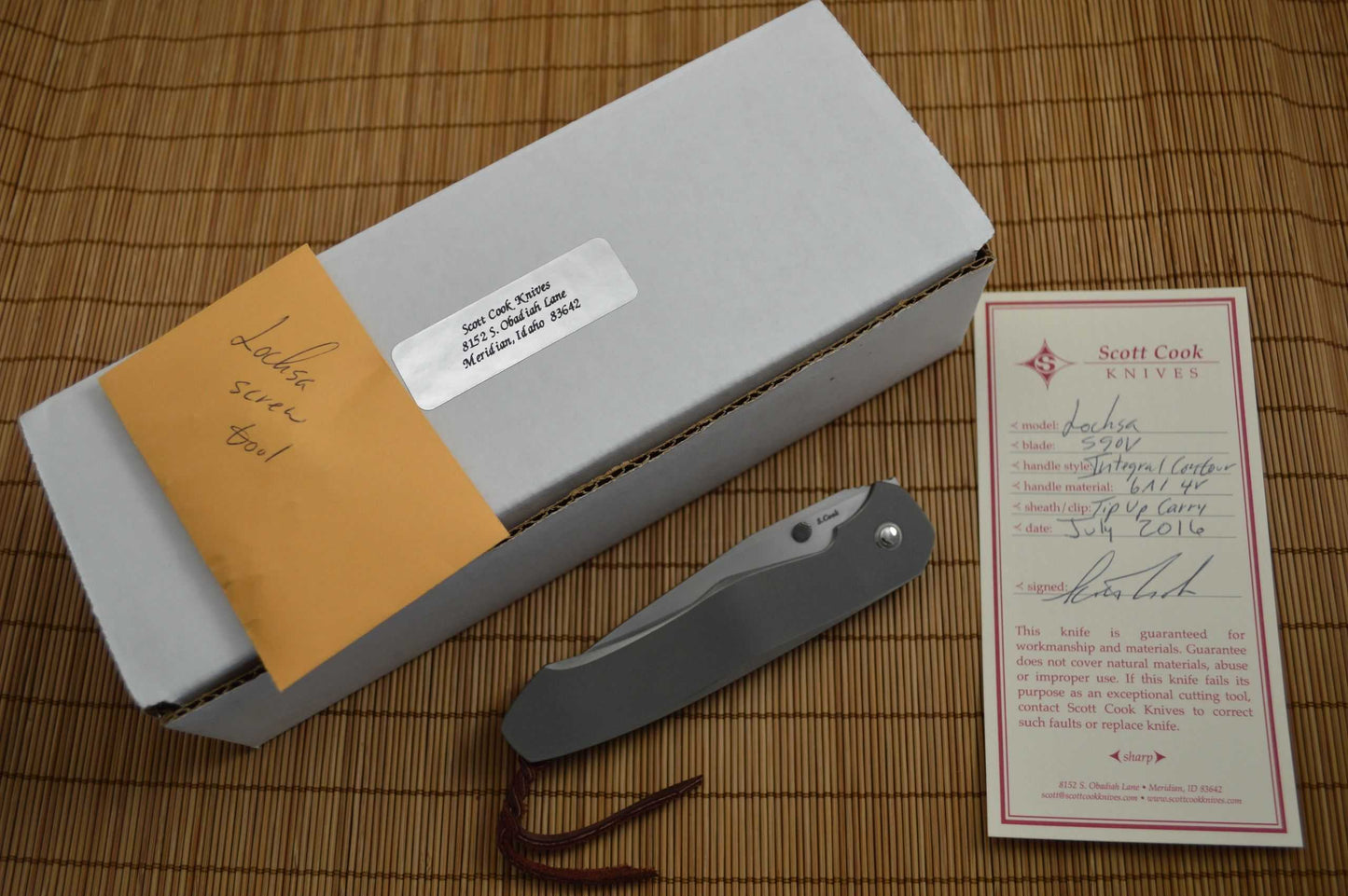 Scott Cook LOCHSA, Integral Contoured Titanium Frame-Lock, S90V (SOLD)