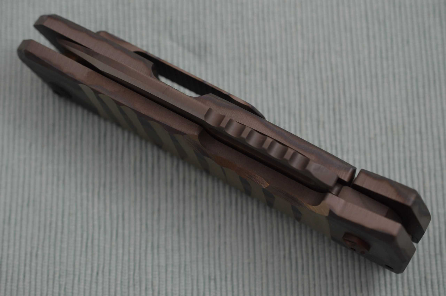 Crusader Forge STREET FIGHTER Flipper, Custom Sculpted and Polished Titanium Frame-Lock, Chisel Ground Tanto (SOLD)