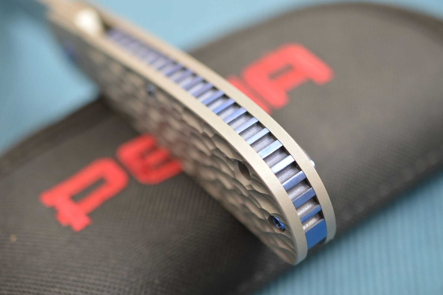 Enrique Pena "Lanny's Clip Flipper", Jigged Titanium Frame, MokuTi Clip (SOLD)