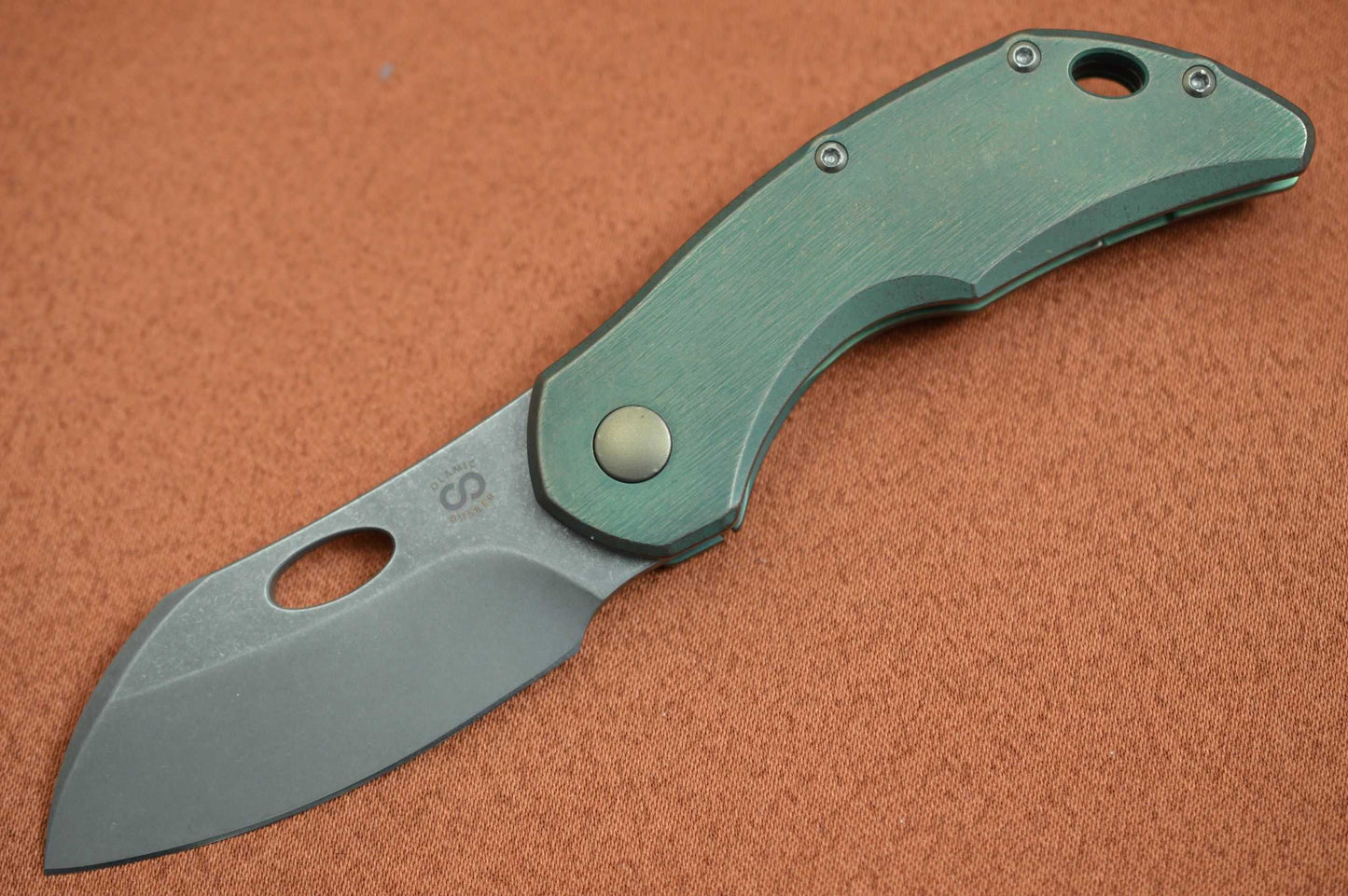 Olamic Cutlery BUSKER, Largo M390 Stonewashed Blade, Kinetic Rainforest Titanium Frame (SOLD)