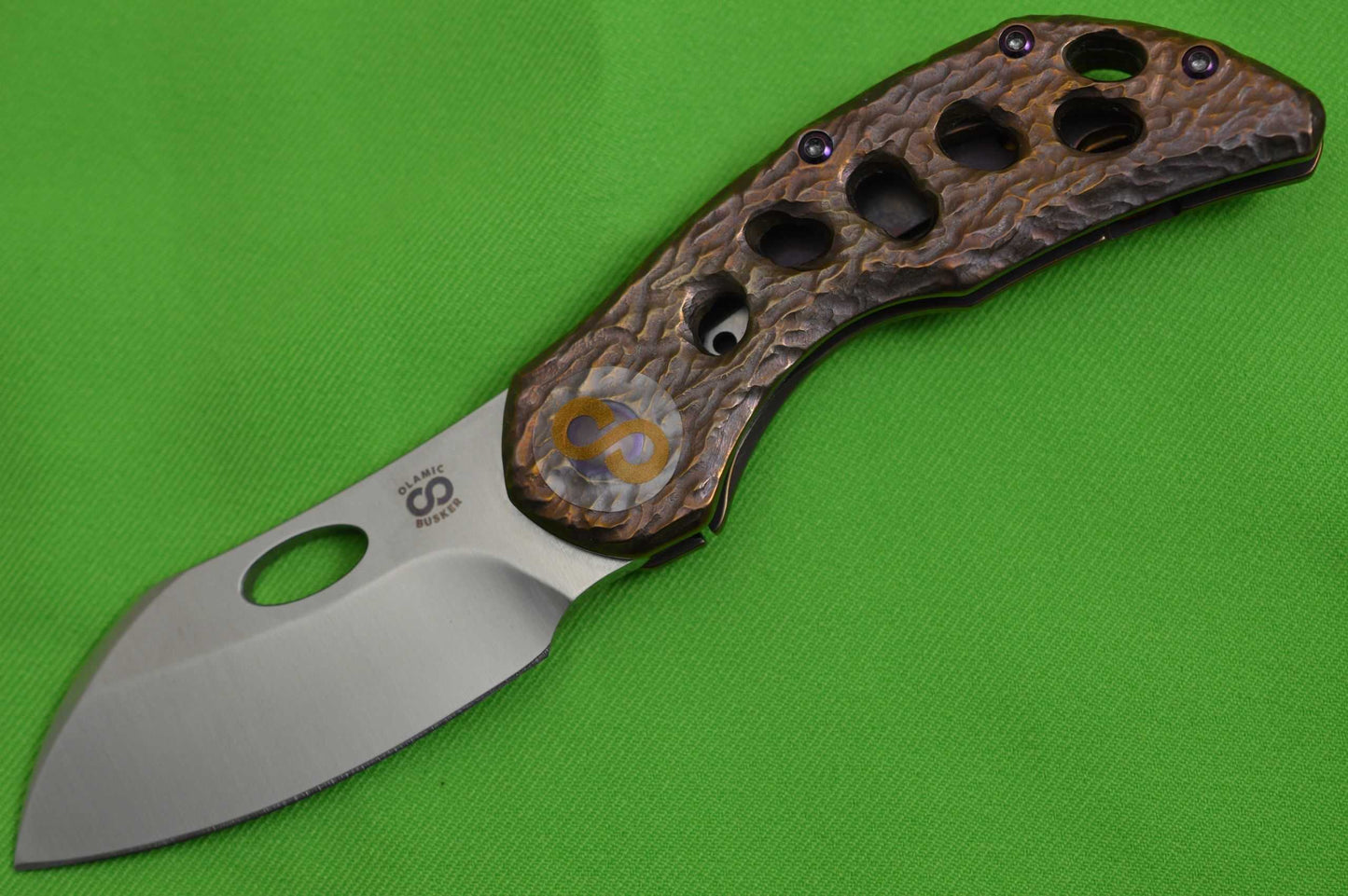 Olamic Cutlery BUSKER, "iSolo Special Edition", Largo M390 Blade, Molten Titanium Frame (SOLD)