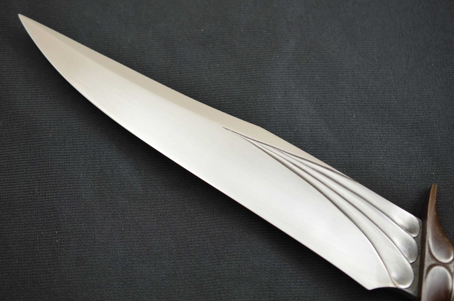 Larry Fuegen, M.S. Fighter, Carved Fossilized Material Handle, Sterling Silver Collar (SOLD)