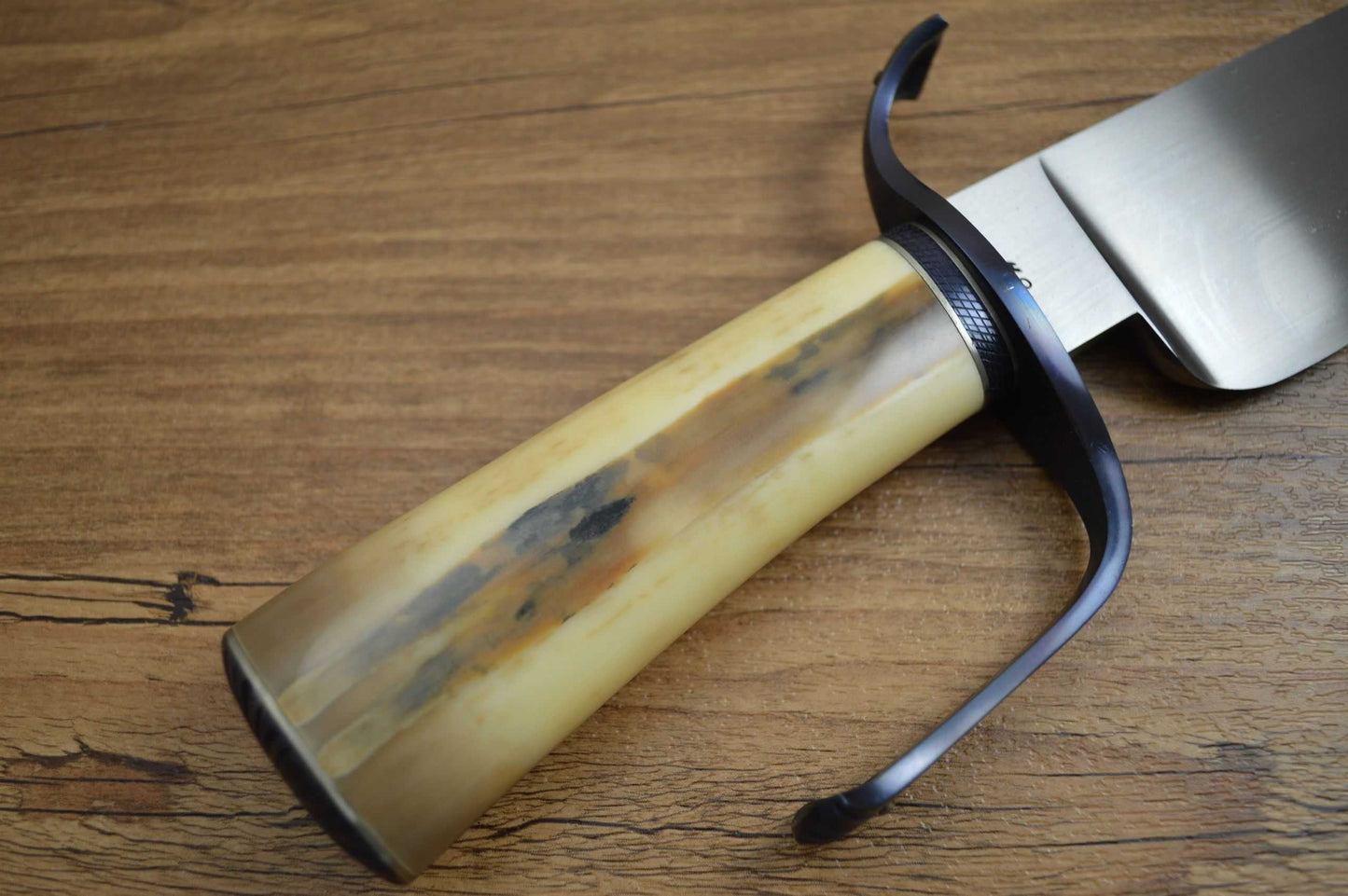 Steve Dunn, M.S. Seashell "S" Guard Bowie Knife, Fossilized Handle (SOLD)