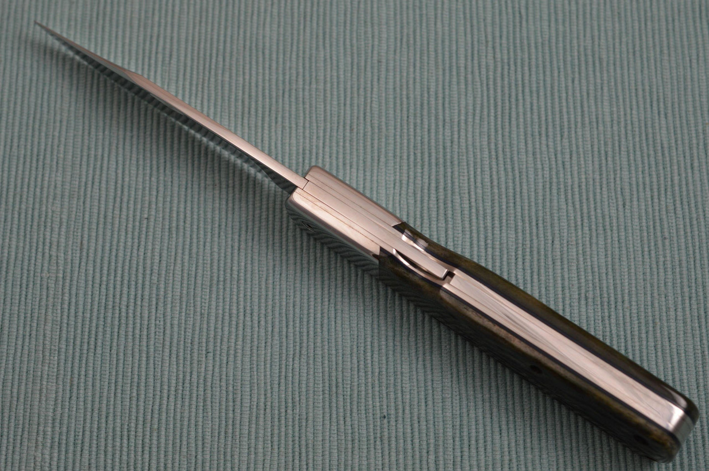 Norm Levine Lock-Back Folding Knife, Green Jigged Bone Scales