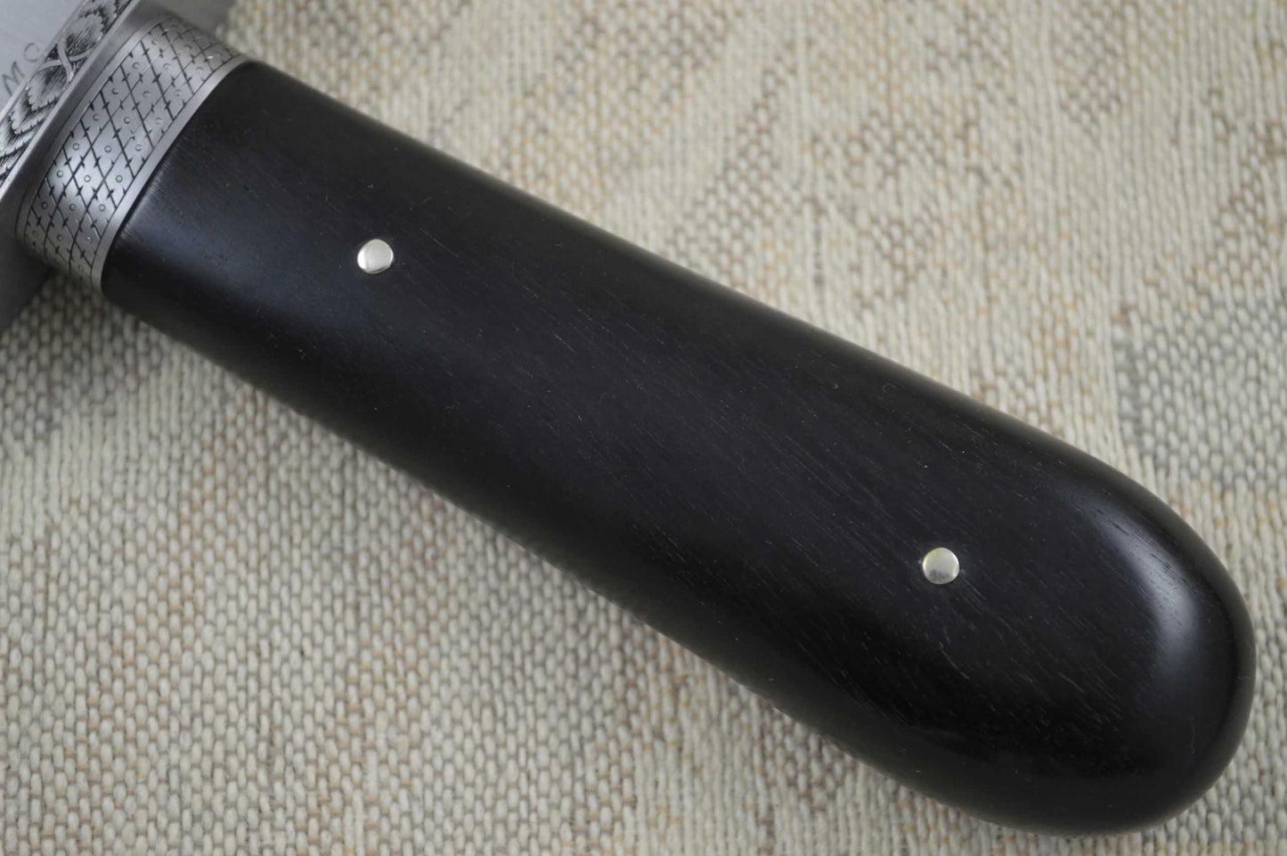 Steve Dunn, M.S. Engraved Carbon Bowie, African Blackwood Handle (SOLD)