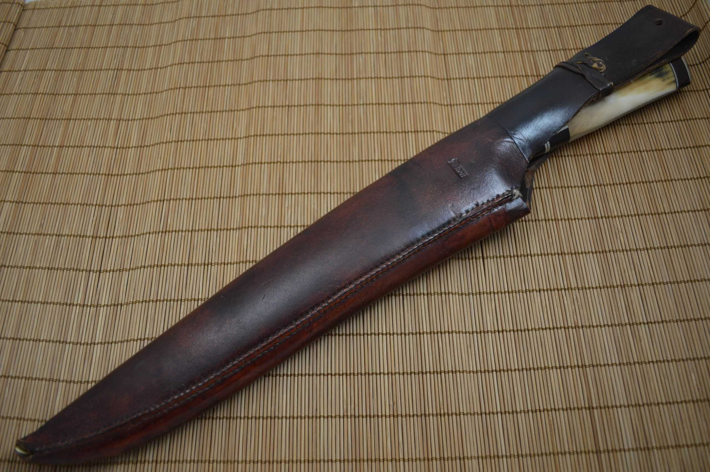 Roger Bergh 15.5" Fossilized Hunting Knife, 10" Damascus Blade