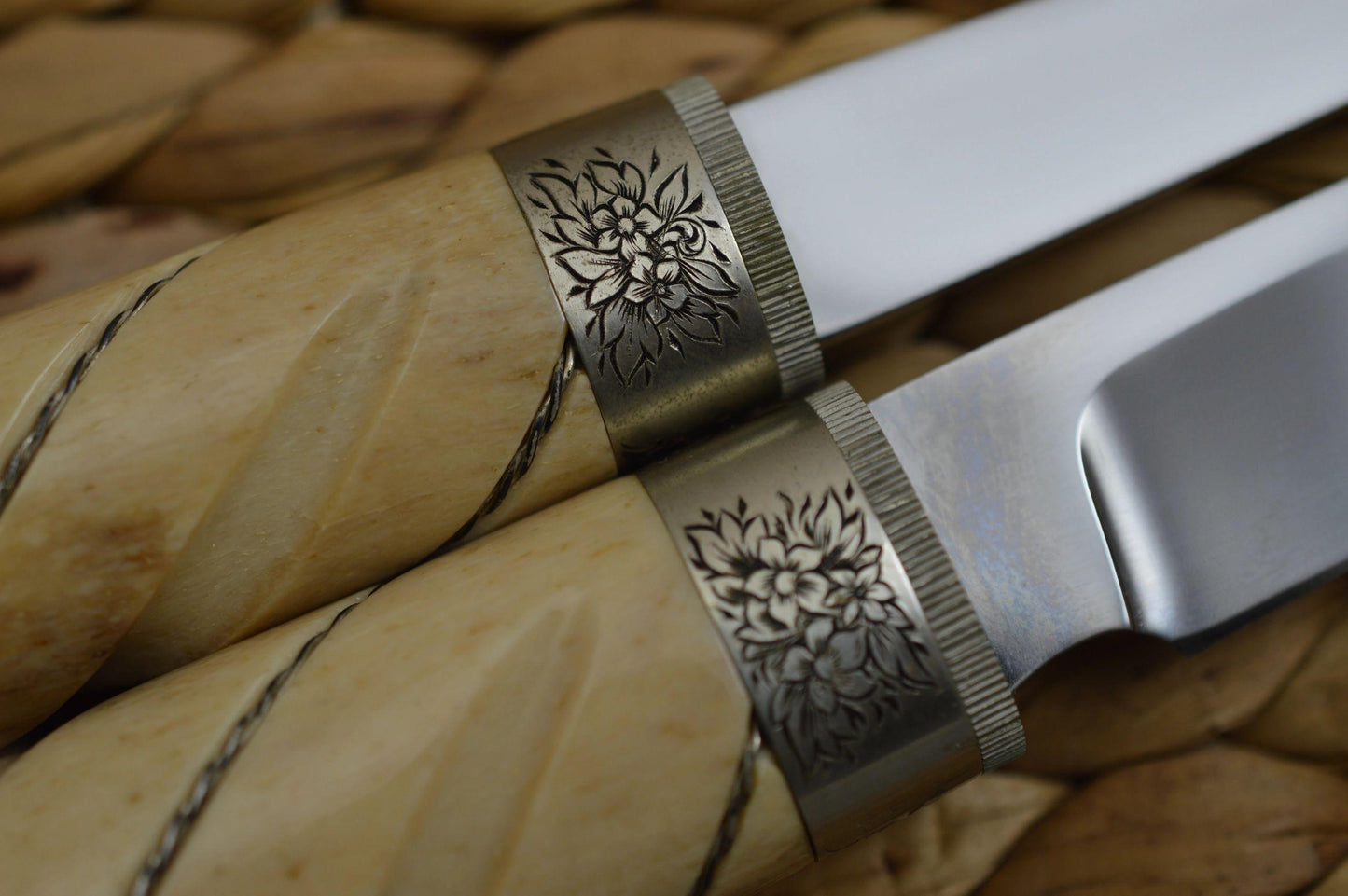 Dennis "D.E." Friedly Fossilized, Engraved, Camp, Picnic Carving Set (SOLD)