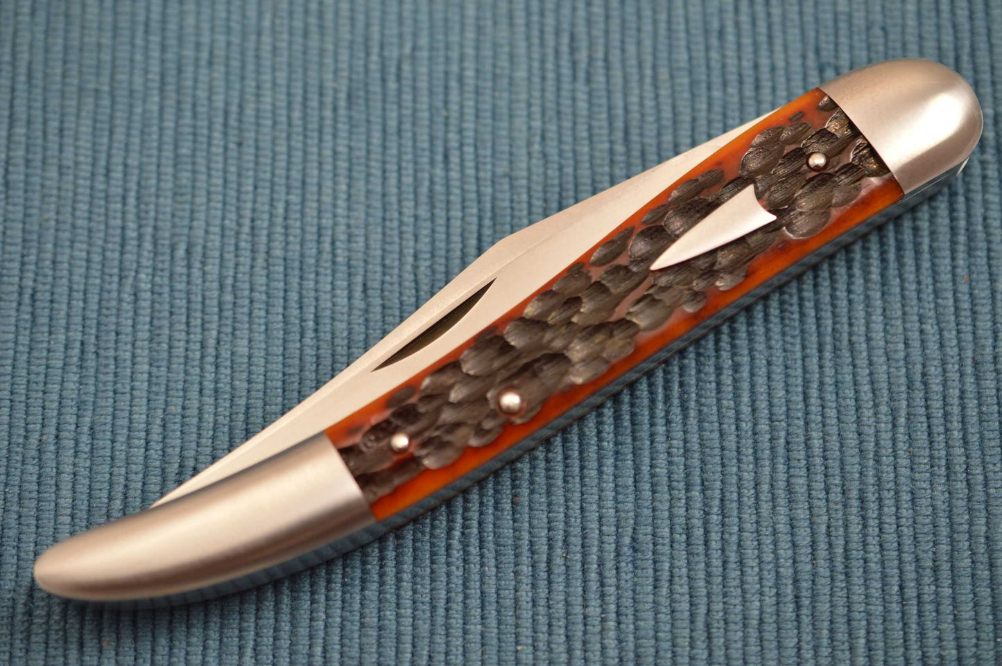 Tom Ploppert Large Texas Toothpick PROTOTYPE, Amber Jigged Bone