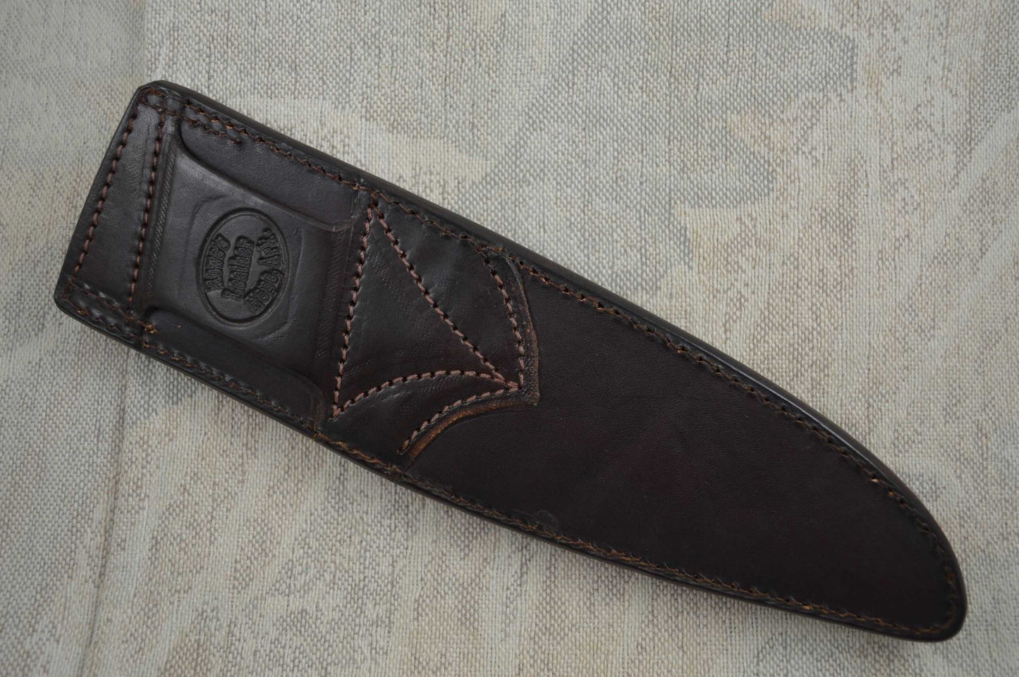 David Anders M.S. Cowboy Bowie, Damascus, S-Guard, Fossil Handle (SOLD)