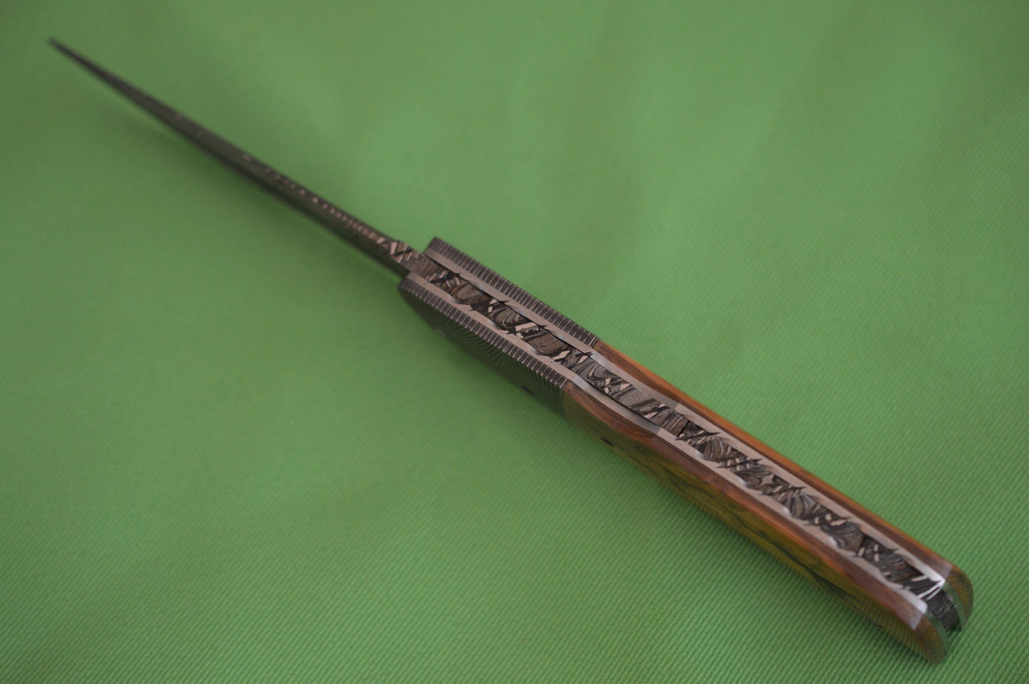 Ralph Turnbull Damascus Lock-Back Folding Knife, Fossilized Scales