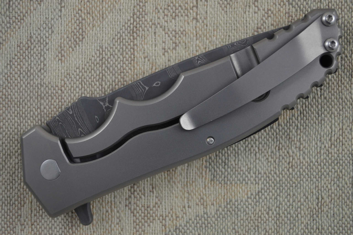 RJ Martin DEVASTATOR, Blade Show 2014 Lottery, Damascus Blade and Titanium Frame Lock Folder (SOLD)