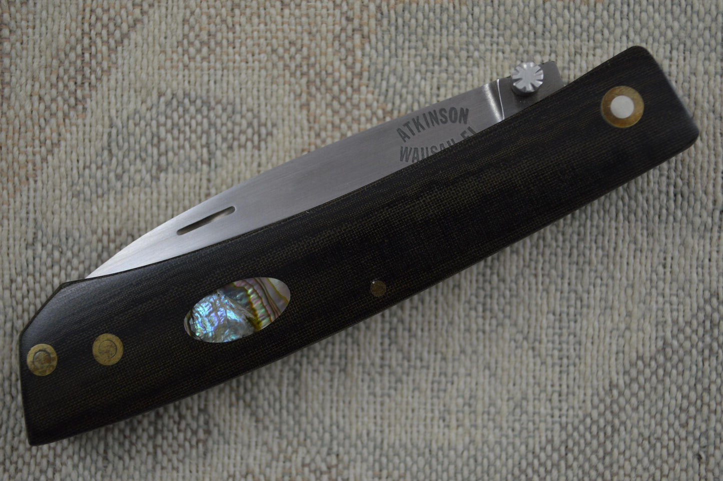 Dick Atkinson Custom Handmade Abalone Inlay Lock Back Folder (SOLD)
