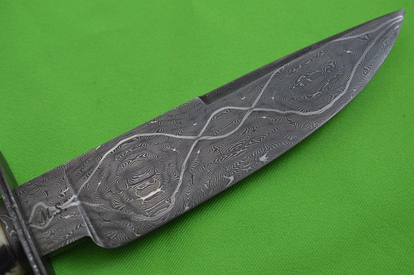Billy Bob Sowell, M.S. Damascus Hunter, Fossilized Handle, Caiman Sheath