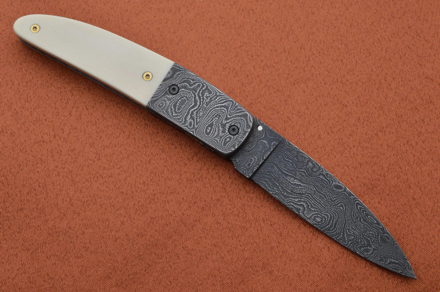 K.R. Johnson Damascus Liner-Lock Folding Knife