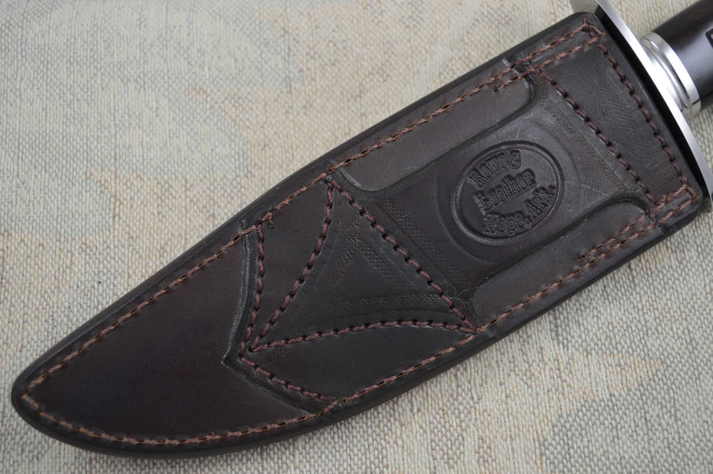 Lin Rhea, J.S. Damascus Bowie Knife, Kenny Rowe Sheath (SOLD)