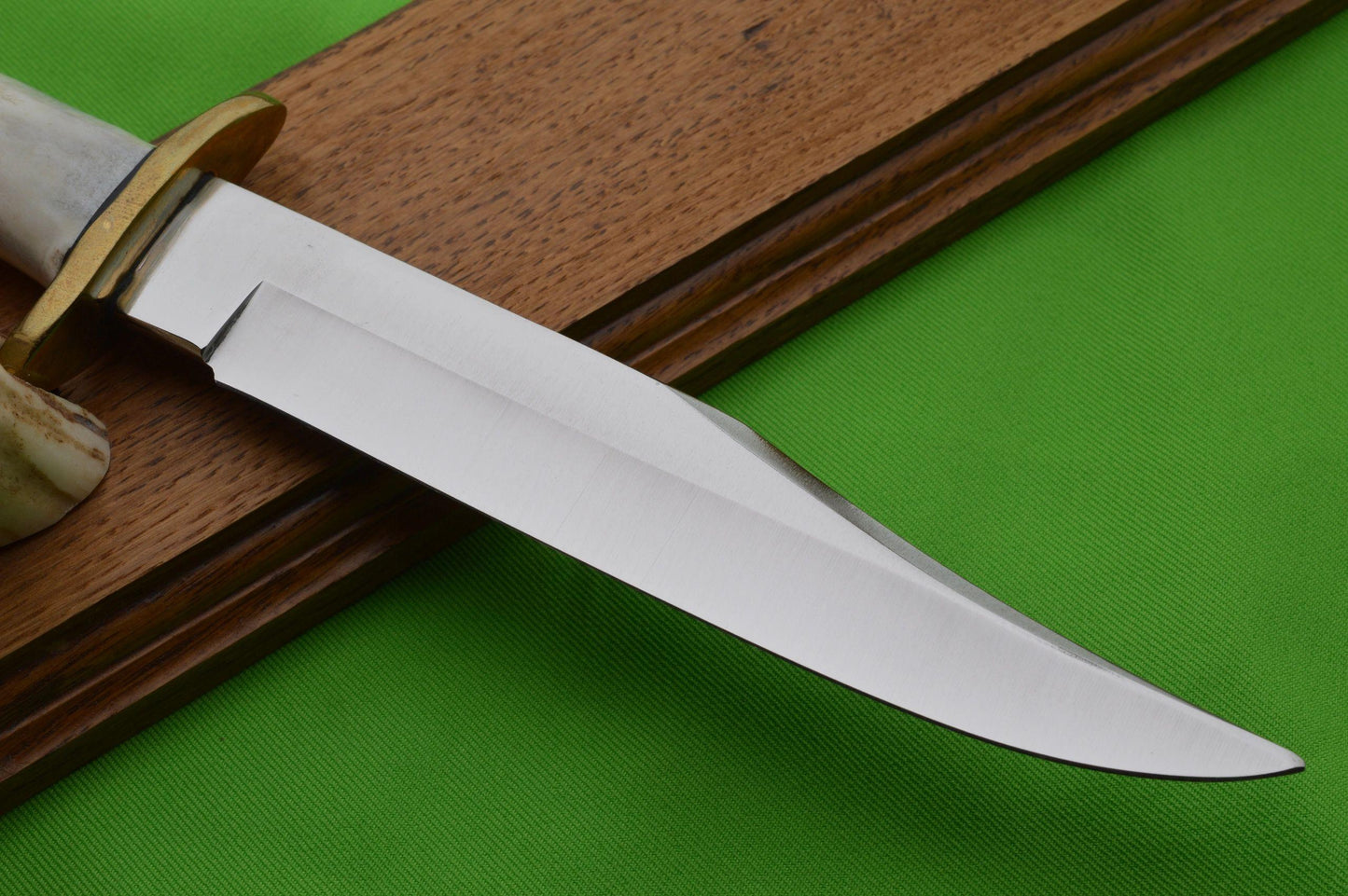 T.L. Davis Wolftrack Stag Carved Native American Indian Chief Head Fixed Blade Knife, Display Stand (SOLD)