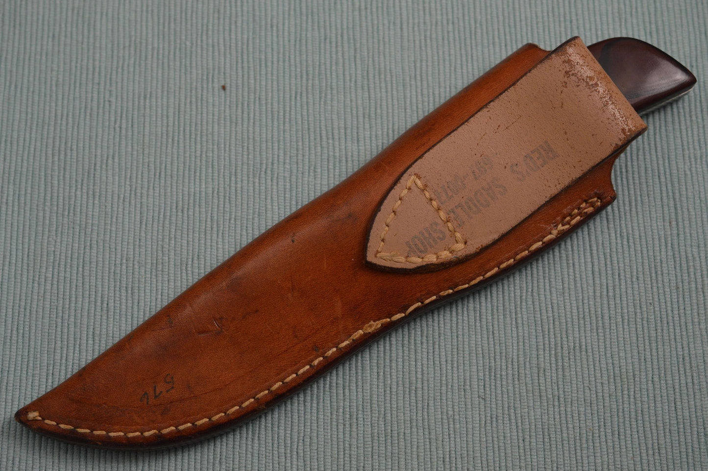 Chubby Hueske Fixed Blade Hunting Knife, Leather Sheath