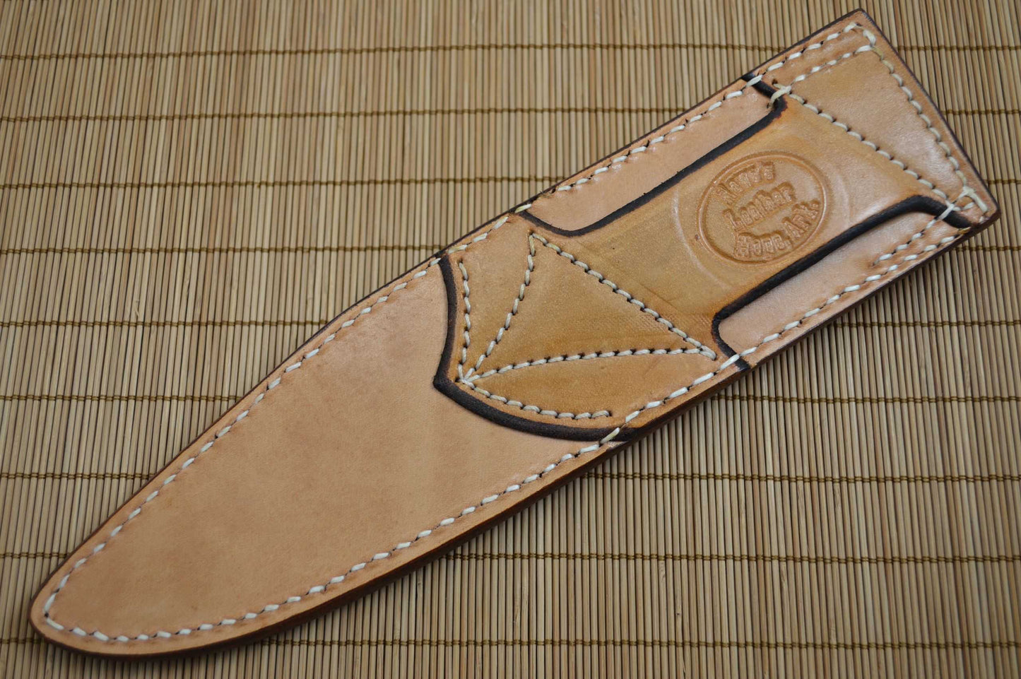 David Anders M.S. Large Damascus, Stag Bowie, Rowe Leather Sheath