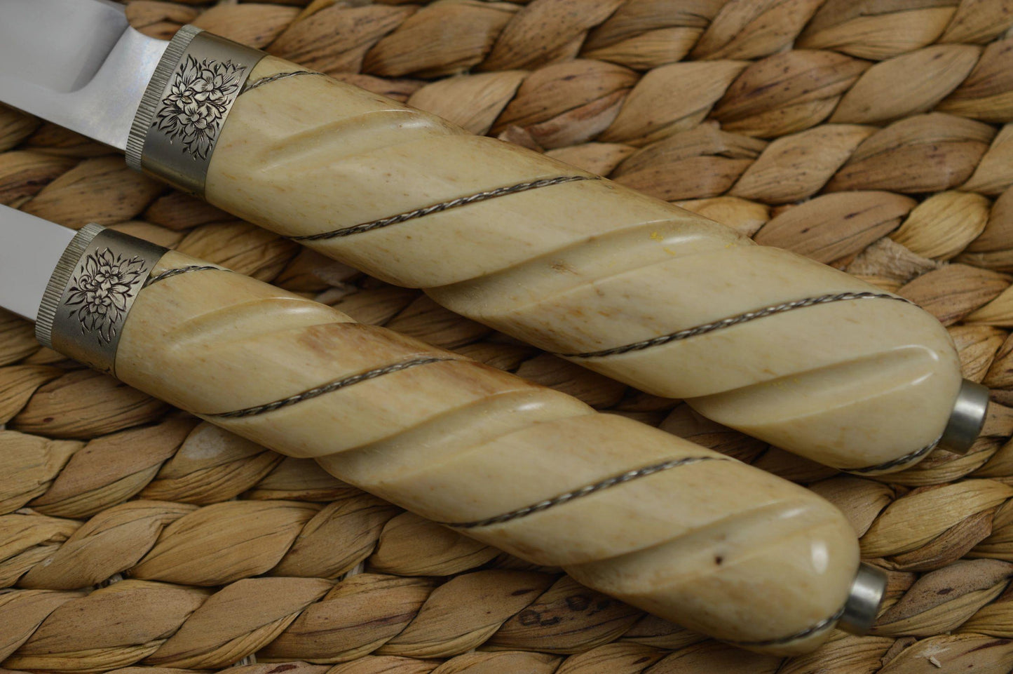 Dennis "D.E." Friedly Fossilized, Engraved, Camp, Picnic Carving Set (SOLD)