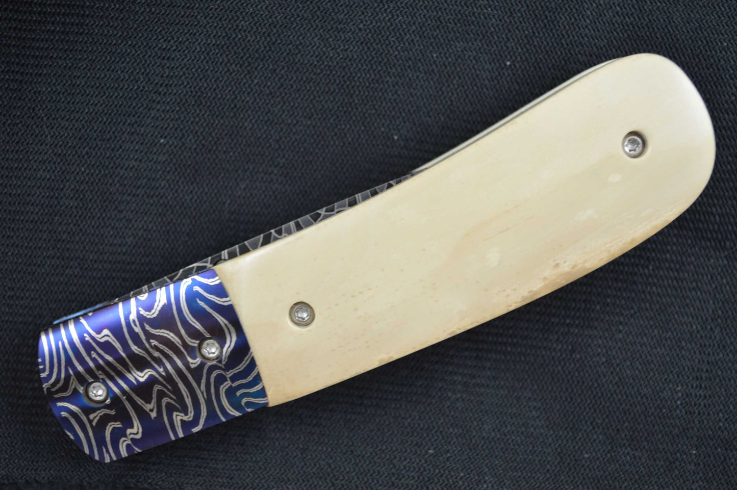 Mike Dilluvio Fossilized and Damascus Liner Lock 6.5" Folder (SOLD)