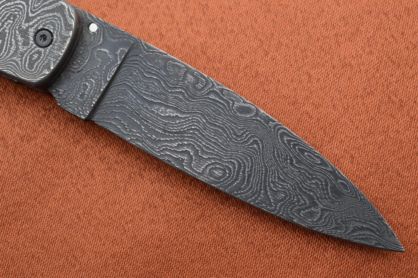 K.R. Johnson Damascus Liner-Lock Folding Knife