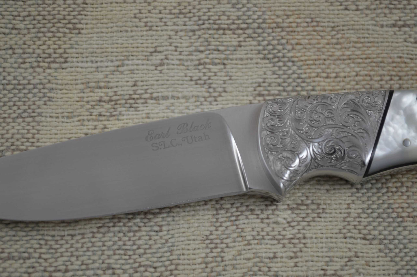 Earl Black Pearl Handled Drop Point Fixed Blade Hunter (SOLD)