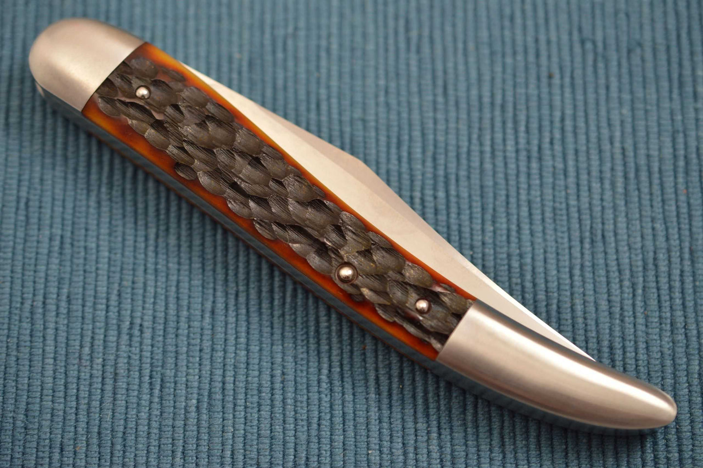 Tom Ploppert Large Texas Toothpick PROTOTYPE, Amber Jigged Bone