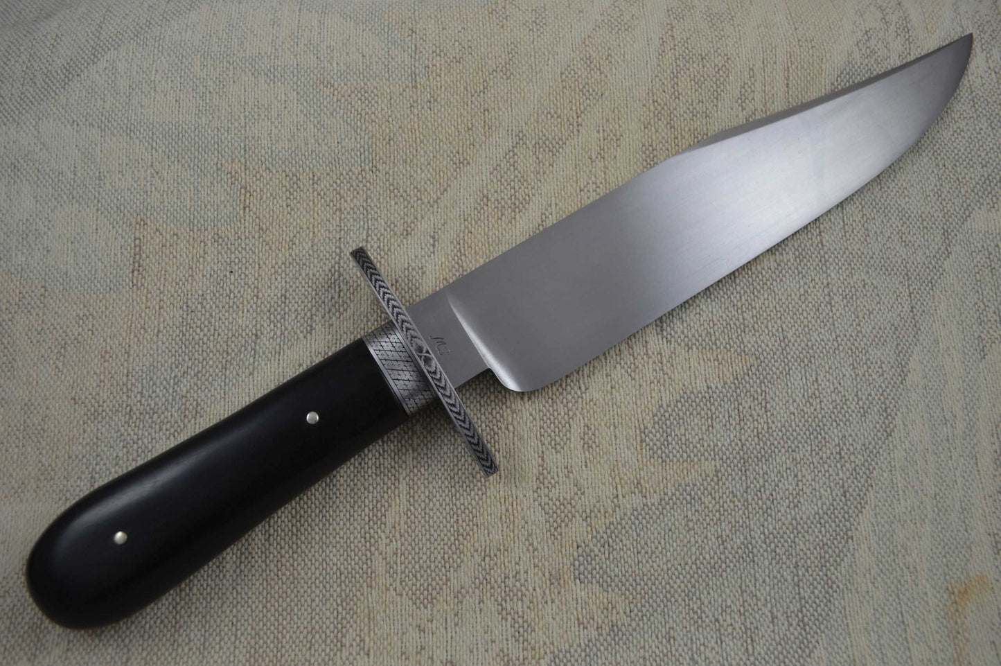 Steve Dunn, M.S. Engraved Carbon Bowie, African Blackwood Handle (SOLD)