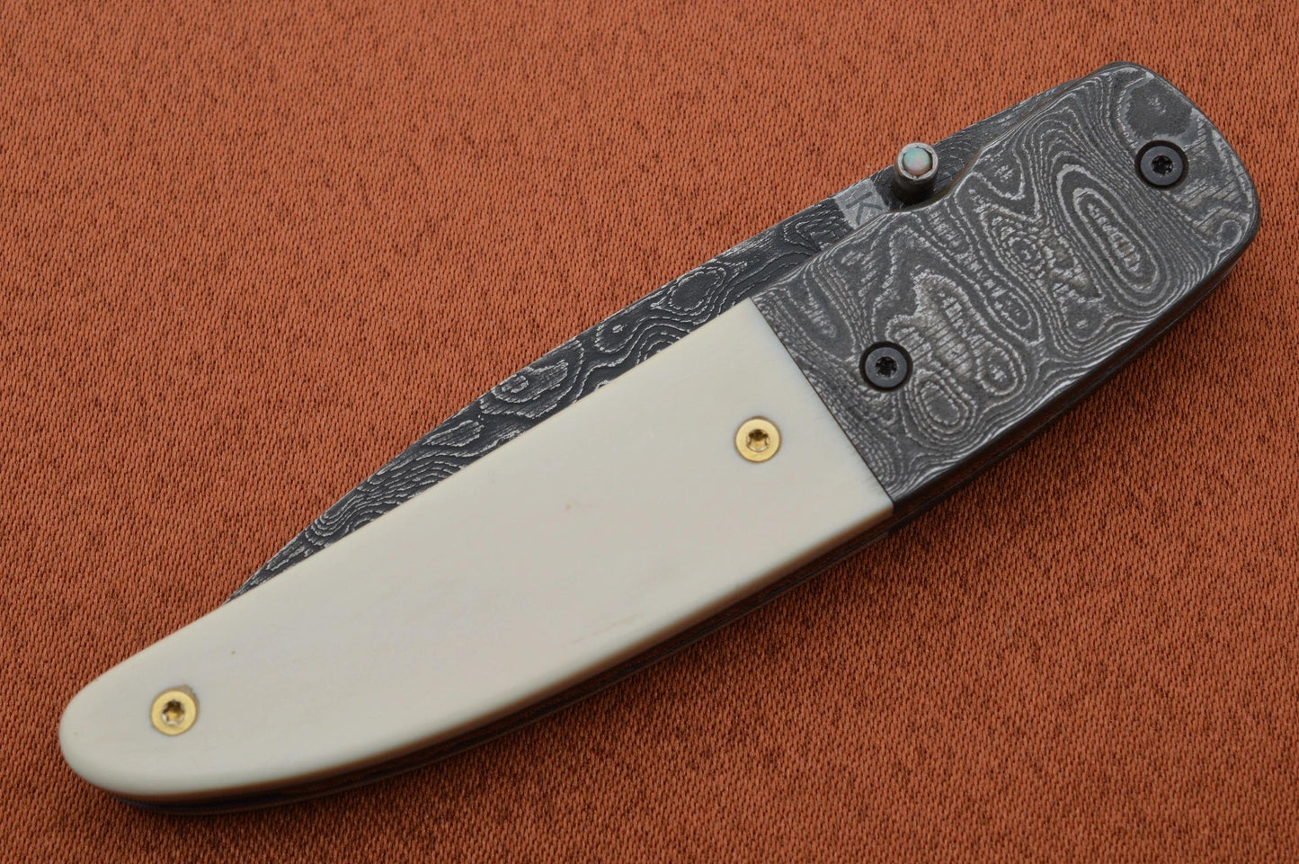 K.R. Johnson Damascus Liner-Lock Folding Knife