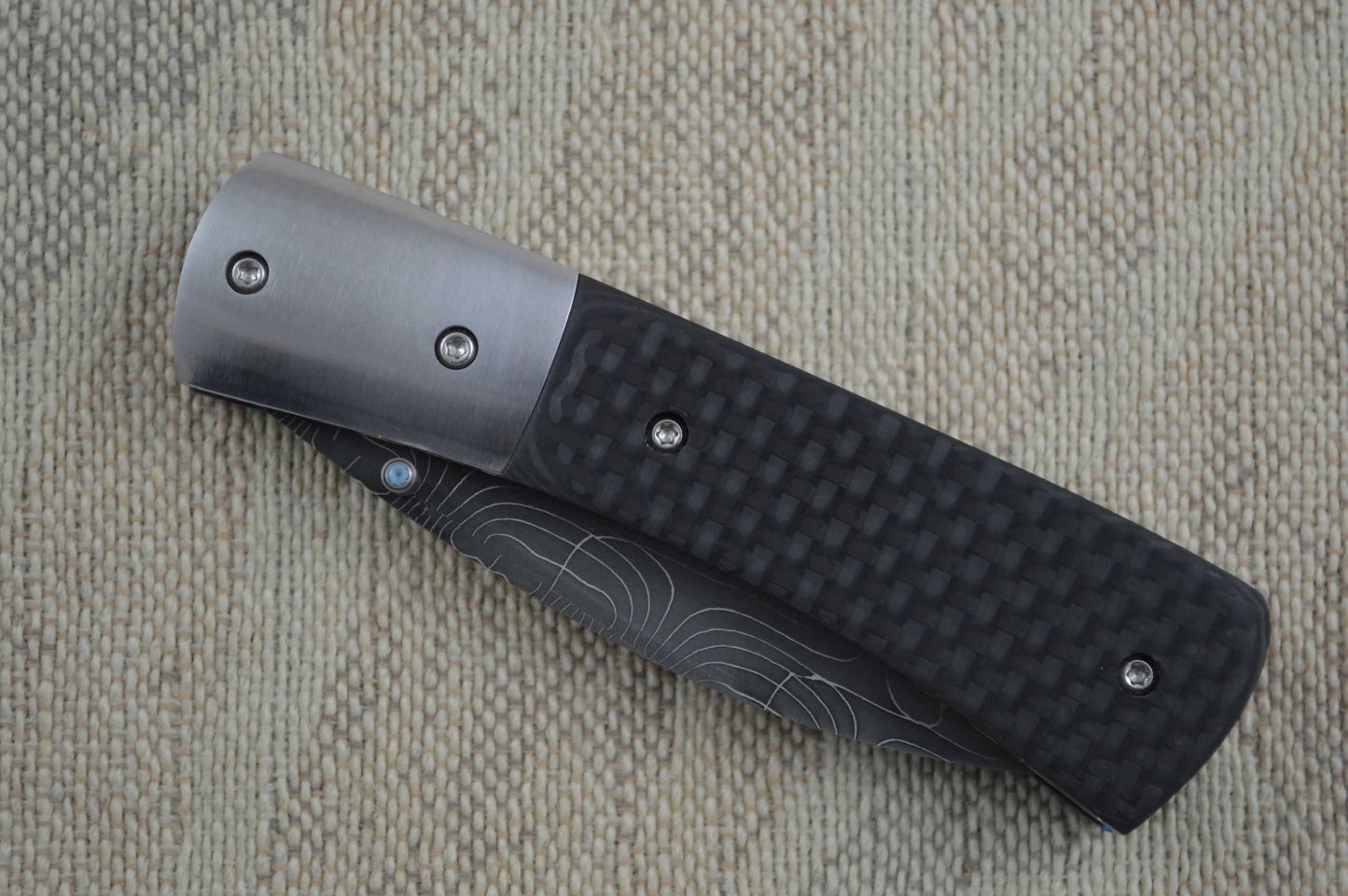 Mike Dilluvio Carbon Fiber Damascus Folder (SOLD)