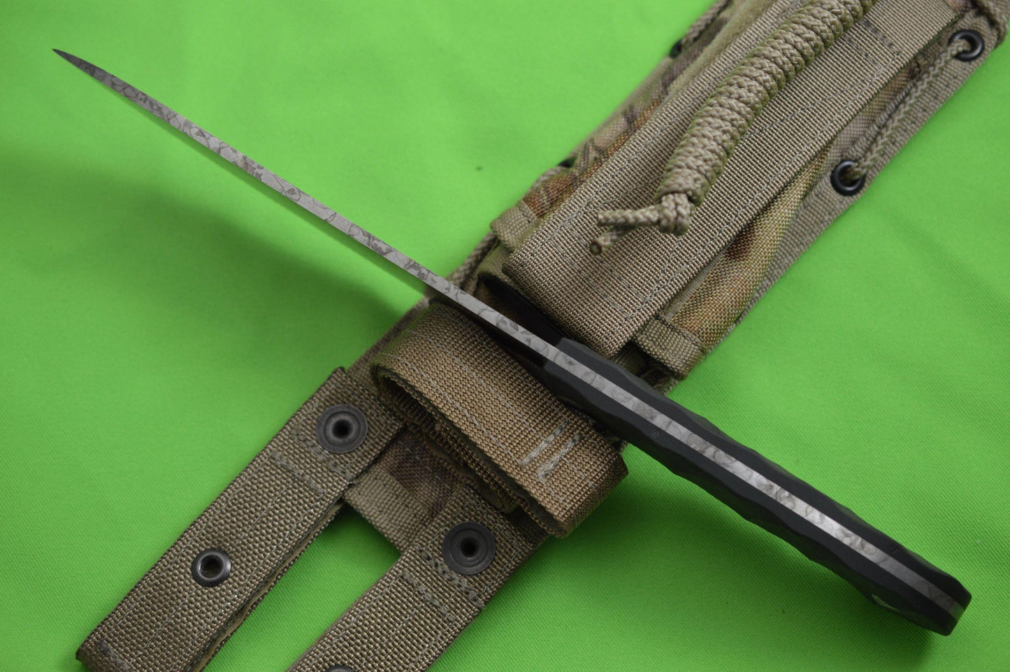 James Scroggs Model 6 "Hold The Mustard" Finish, Green Warwood Handle, Spec-Ops Sheath