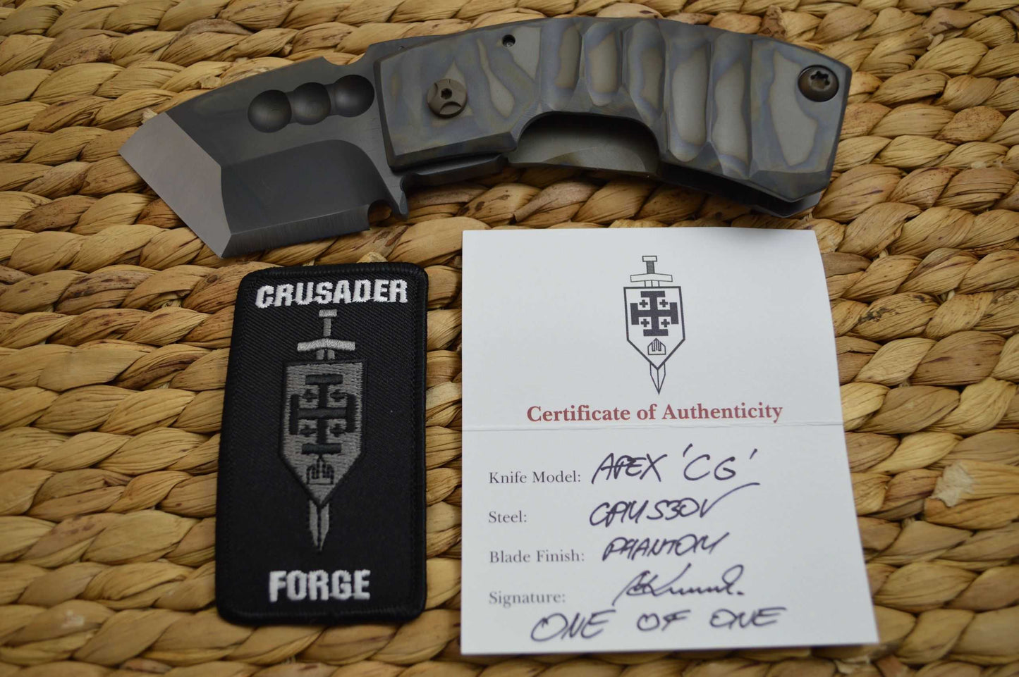 Crusader Forge APEX Frame-Lock Chisel Ground Blade, "One Of One", Phantom Finish (SOLD)