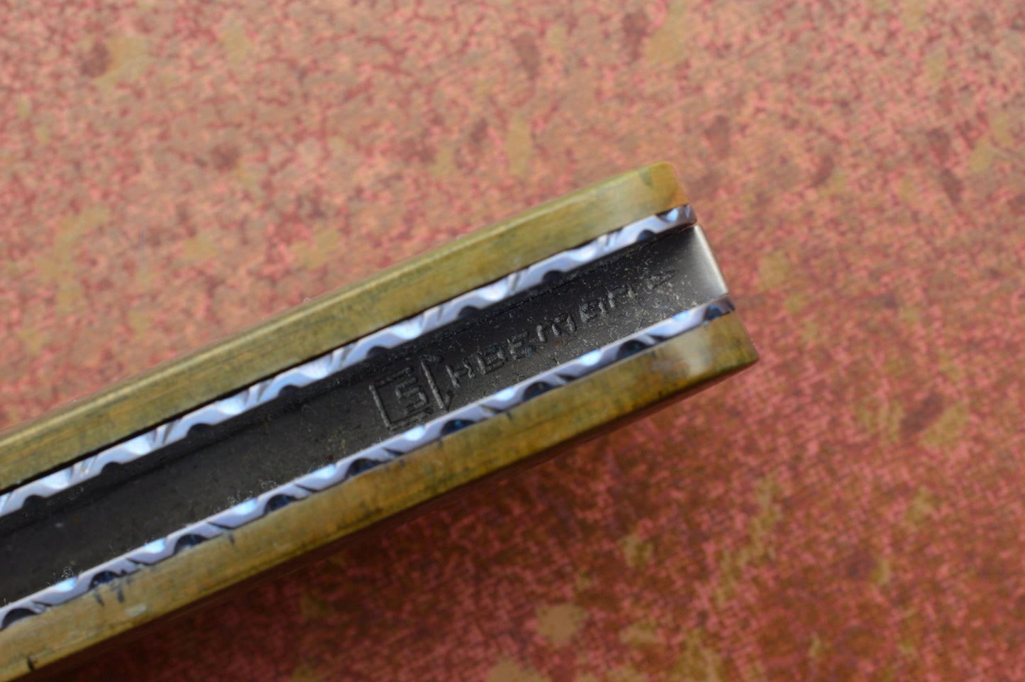 Corrie Schoeman Fossil and Damascus Liner-Lock Folding Knife