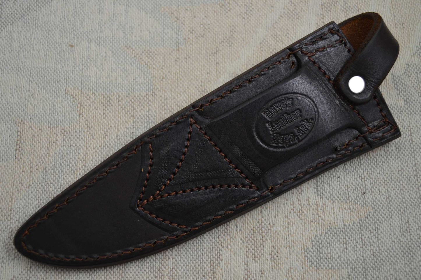 David Anders M.S. Damascus / Stag Bowie, Rowe Leather Sheath (SOLD)