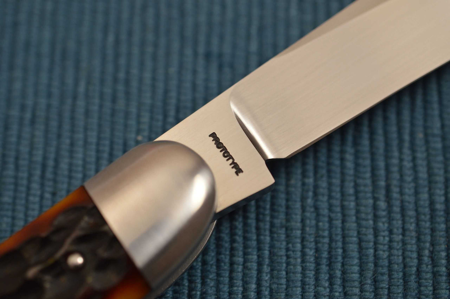 Tom Ploppert Large Texas Toothpick PROTOTYPE, Amber Jigged Bone