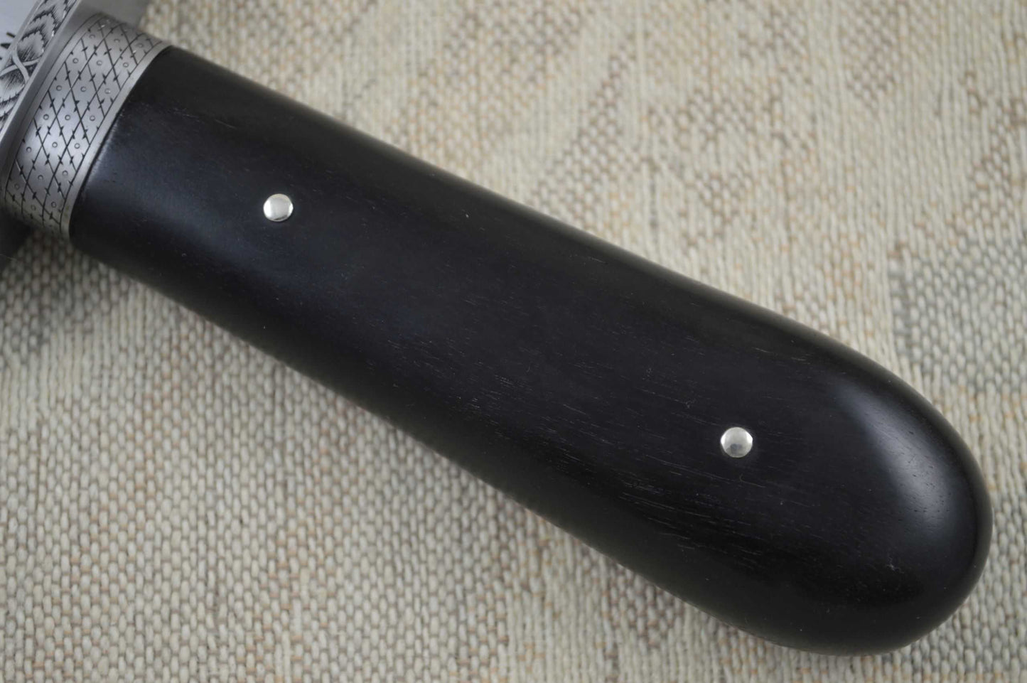 Steve Dunn, M.S. Engraved Carbon Bowie, African Blackwood Handle (SOLD)