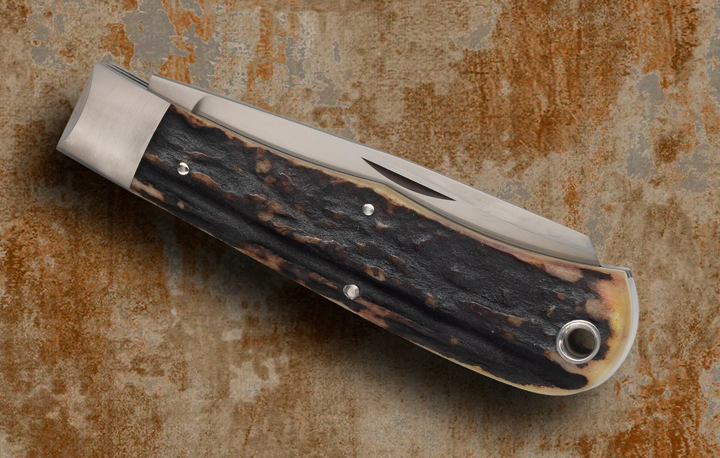 Tony Bose 2-Blade Stag Dogs Head Trapper Slip-Joint Folding Knife