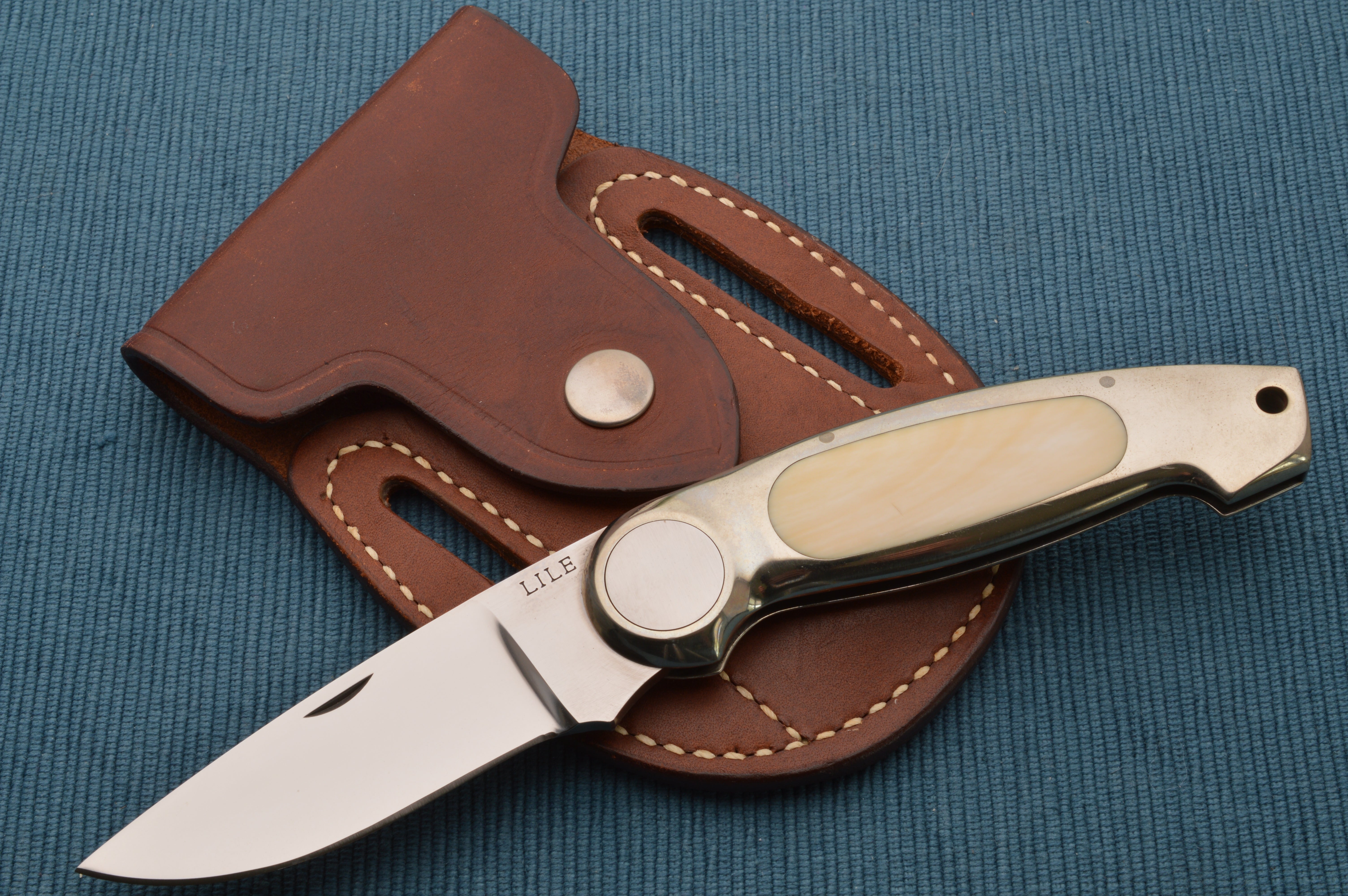 Jimmy Lile Large African Goat Horn Folding Hunter Button-Lock