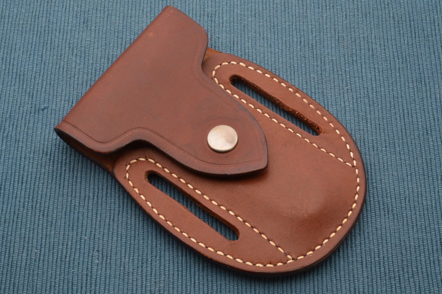 Jimmy Lile Large African Goat Horn Folding Hunter Button-Lock Folding Knife, Leather Pancake Sheath (SOLD)