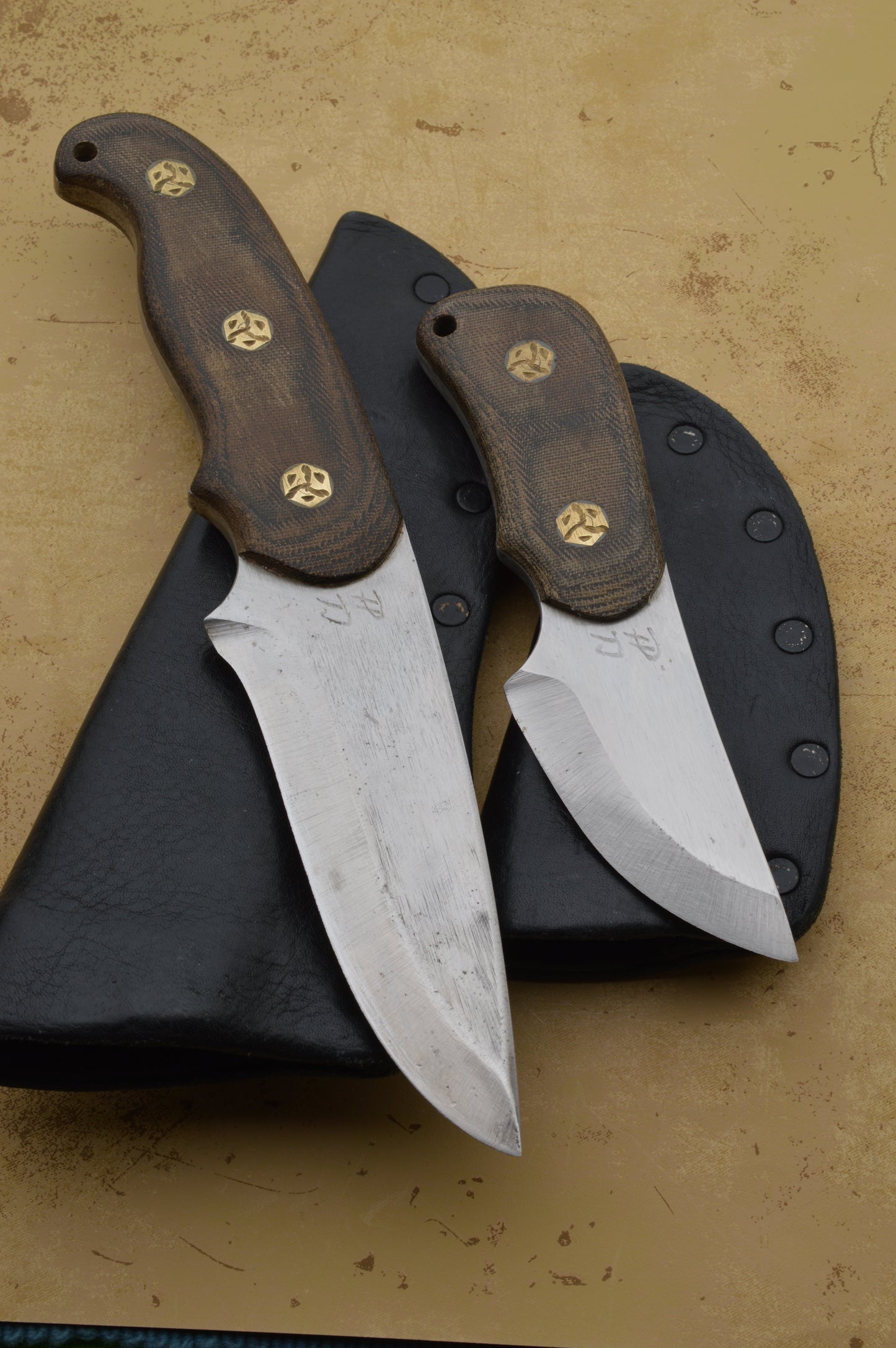 Phill Hartsfield Hunter and Utility Knives Set, Leather Sheaths