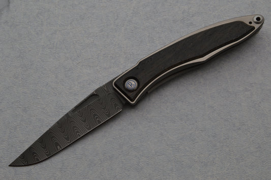 Chris Reeve Devin Thomas Damascus Mnandi, Bog Oak Inlay Liner-Lock Folding Knife (SOLD)