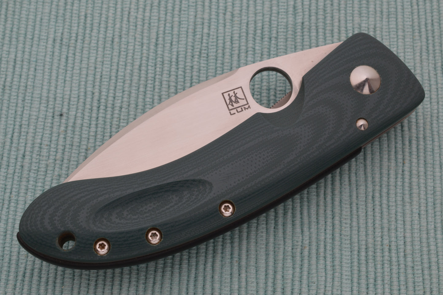 Bob Lum Custom Small Chinese Folder, Green Micarta, Liner-Lock, Spyderco Hole (SOLD)