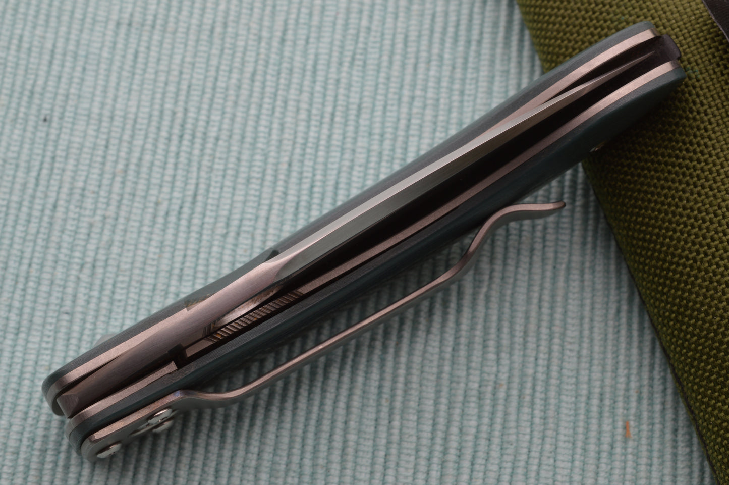 Bob Lum Custom Small Chinese Folder, Green Micarta, Liner-Lock, Spyderco Hole (SOLD)
