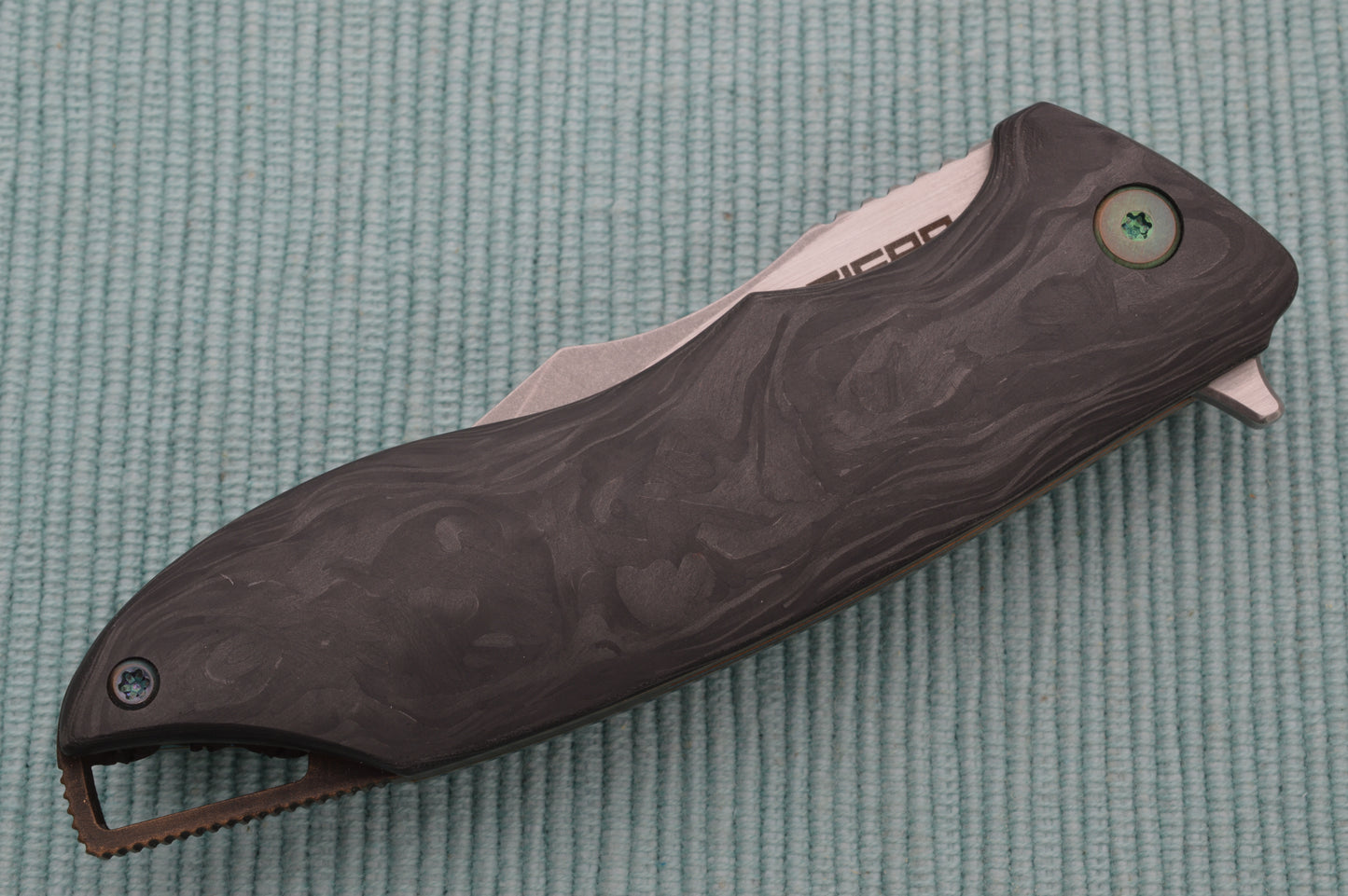 Michael Zieba S7 Nitro-V, Marble Carbon Fiber Frame-Lock Folding Flipper Knife (SOLD)